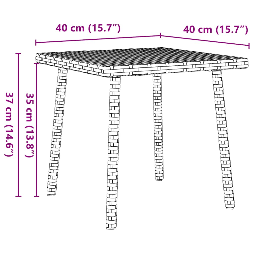 Tavolino da Giardino Rettangolare Grigio 40x40x37 cm Polyrattan | homemem39
