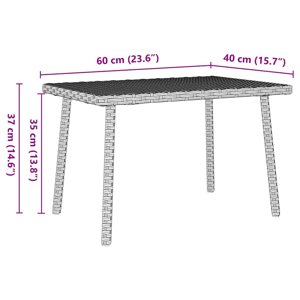 Tavolino da Giardino Rettangolare Grigio Chiaro 60x40x37 cm | homemem39