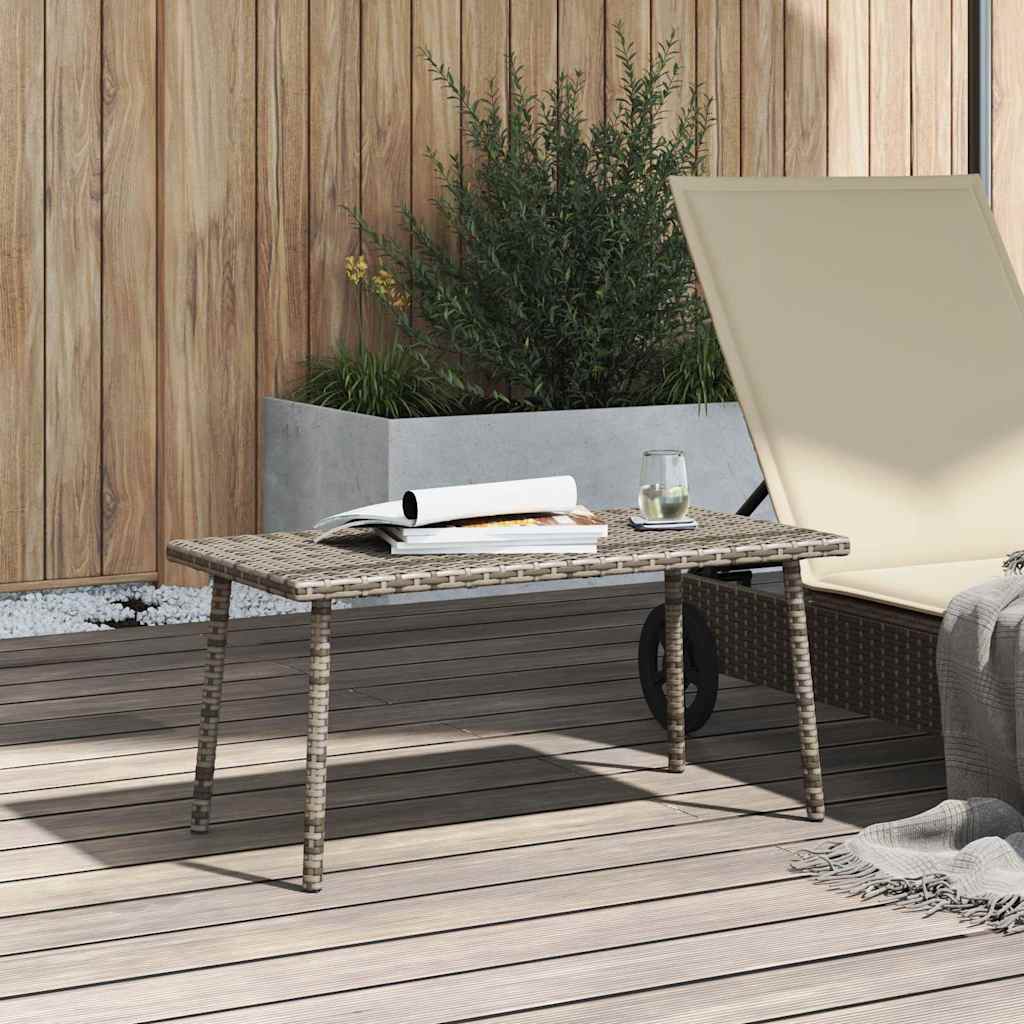 Tavolino da Giardino Rettangolare Grigio 80x40x37 cm Polyrattan | homemem39