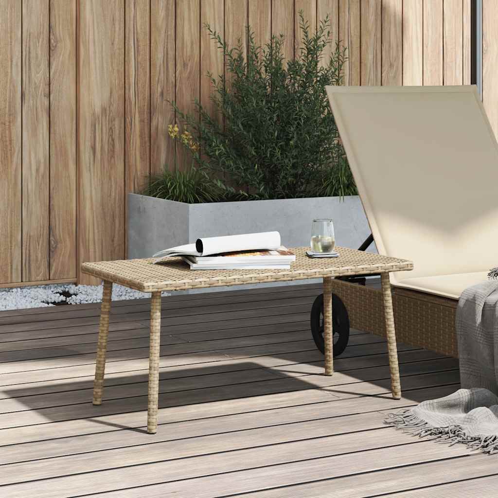 Tavolino da Giardino Rettangolare Beige 80x40x37 cm Polyrattan | homemem39