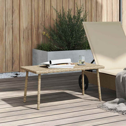Tavolino da Giardino Rettangolare Beige 80x40x37 cm Polyrattan | homemem39