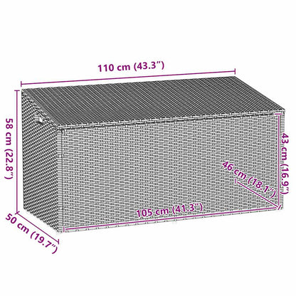 Baule da Giardino Nero 110x50x58 cm in Polyrattan - homemem39