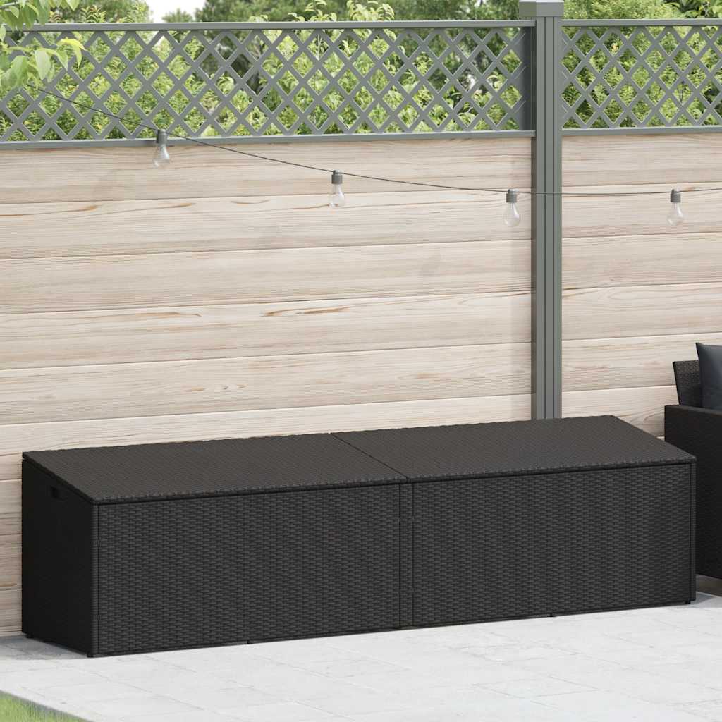 Baule da Giardino Nero 220x50x58 cm in Polyrattan - homemem39