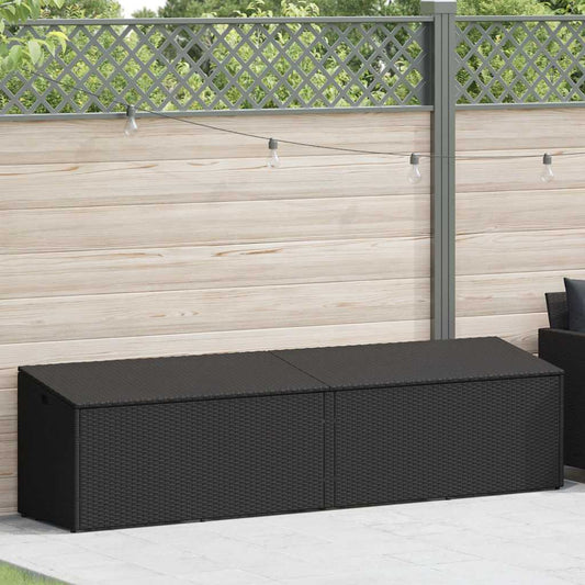 Baule da Giardino Nero 220x50x58 cm in Polyrattan - homemem39