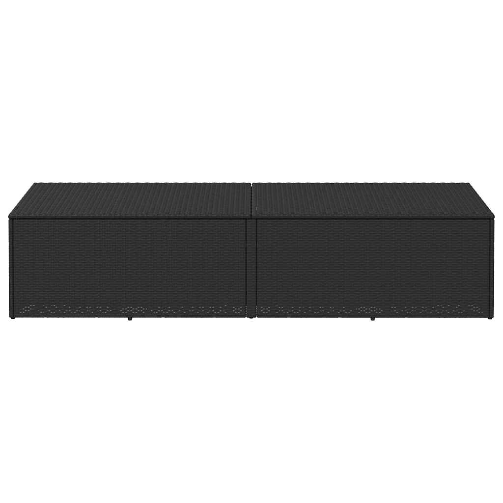Baule da Giardino Nero 220x50x58 cm in Polyrattan - homemem39