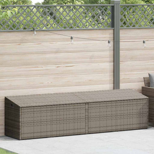 Baule da Giardino Grigio 220x50x58 cm in Polyrattan - homemem39