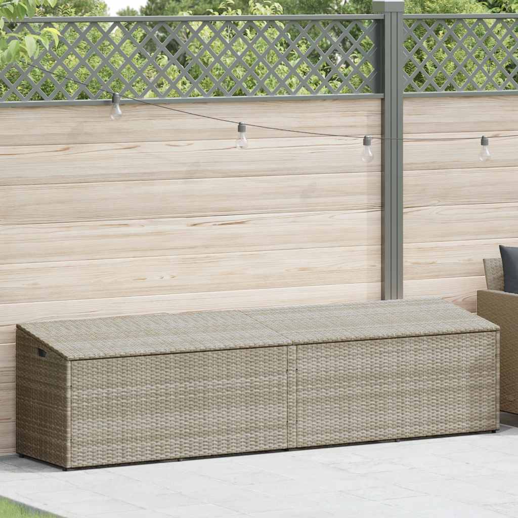 Baule da Giardino Grigio Chiaro 220x50x58 cm in Polyrattan - homemem39