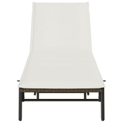 Lettino Prendisole con Cuscino Marrone in Polyrattan - homemem39