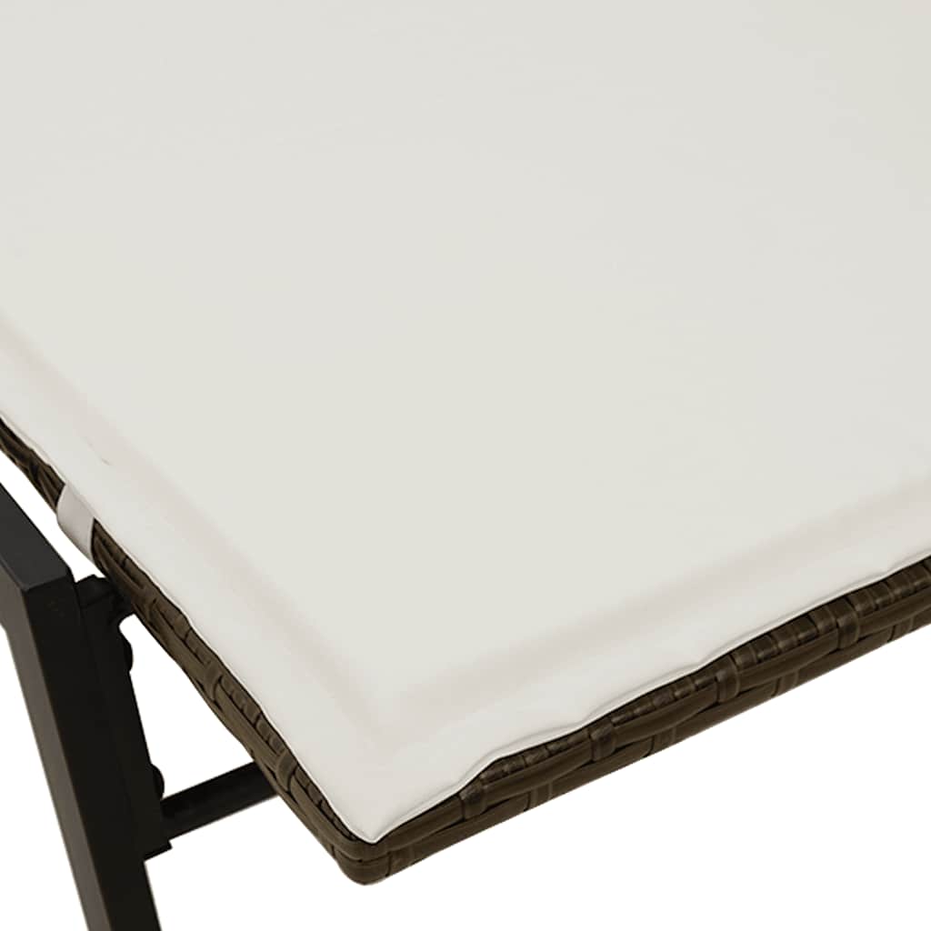 Lettino Prendisole con Cuscino Marrone in Polyrattan - homemem39