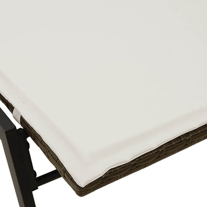 Lettino Prendisole con Cuscino Marrone in Polyrattan - homemem39