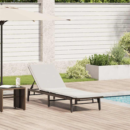 Lettino Prendisole con Cuscino Marrone in Polyrattan - homemem39