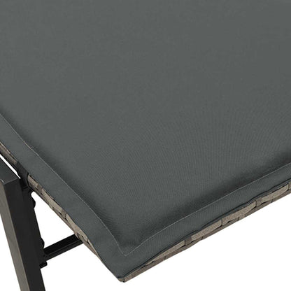 Lettino Prendisole con Cuscino Grigio in Polyrattan - homemem39