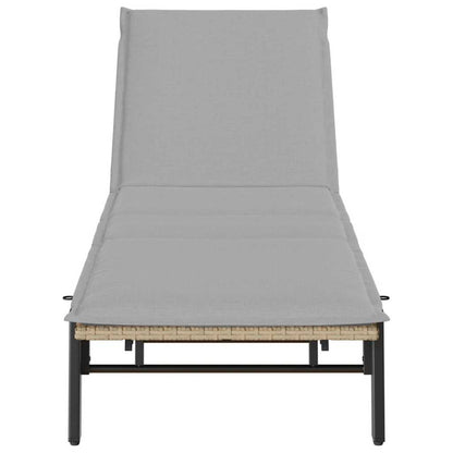 Lettino Prendisole con Cuscini Beige in Polyrattan - homemem39