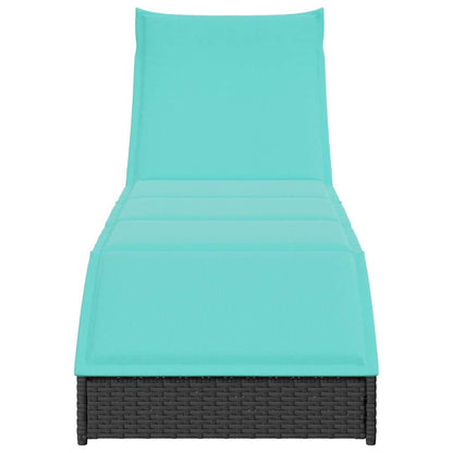 Lettino Prendisole Pieghevole con Cuscino e Portaoggetti Nero - homemem39