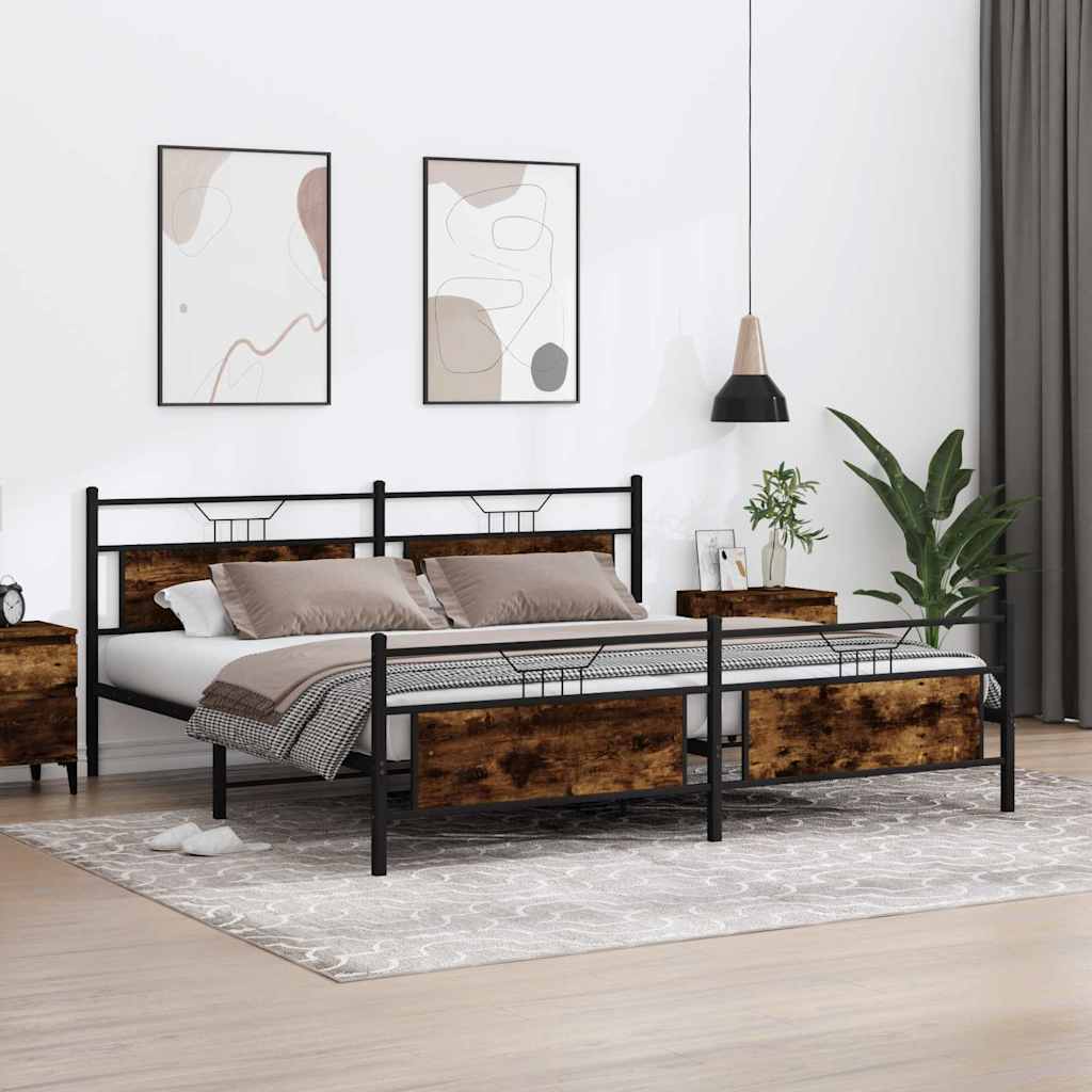 Giroletto senza Materaso in Metallo Rovere Fumo 193x203 cm