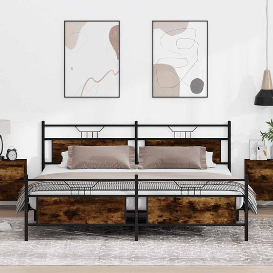 Giroletto senza Materaso in Metallo Rovere Fumo 193x201 cm - homemem39