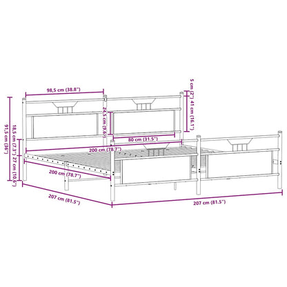 Giroletto senza Materaso in Metallo Rovere Fumo 200x200 cm | homemem39