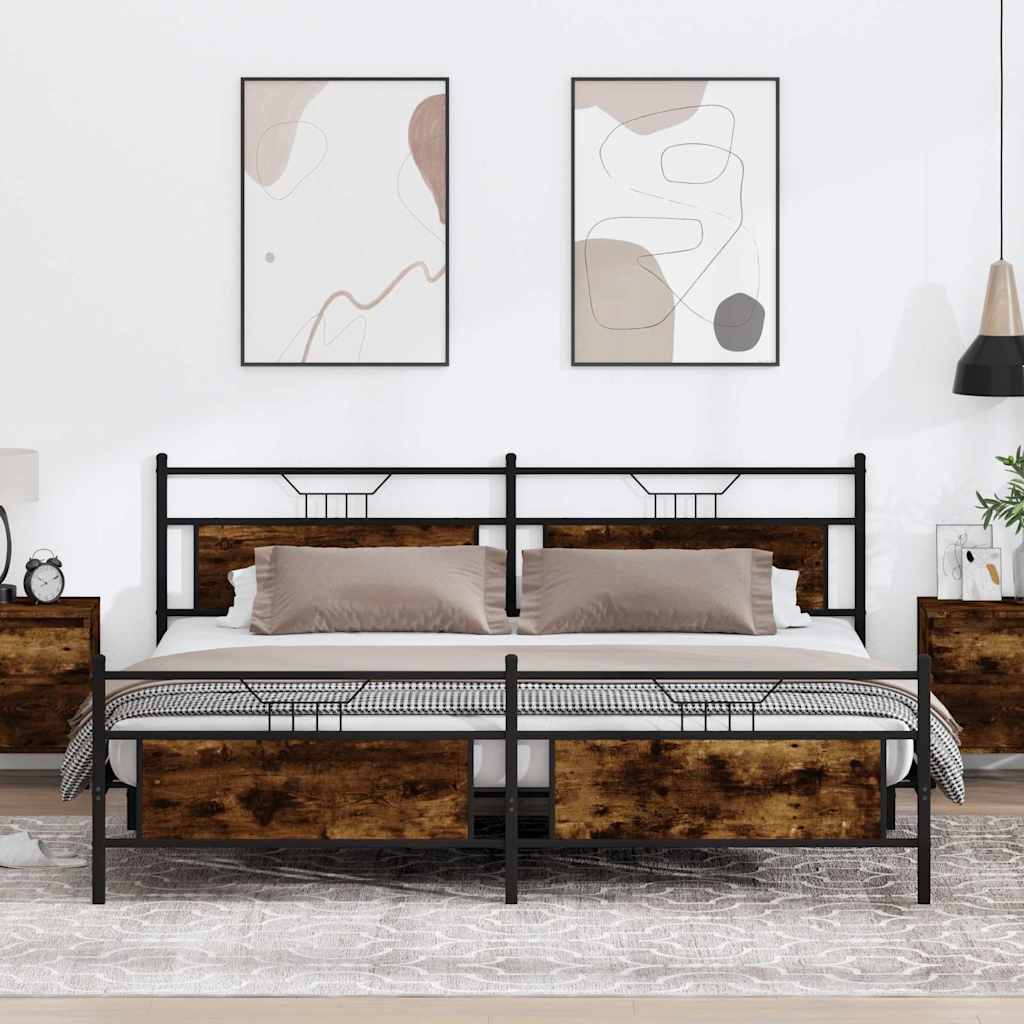 Giroletto senza Materaso in Metallo Rovere Fumo 200x200 cm | homemem39