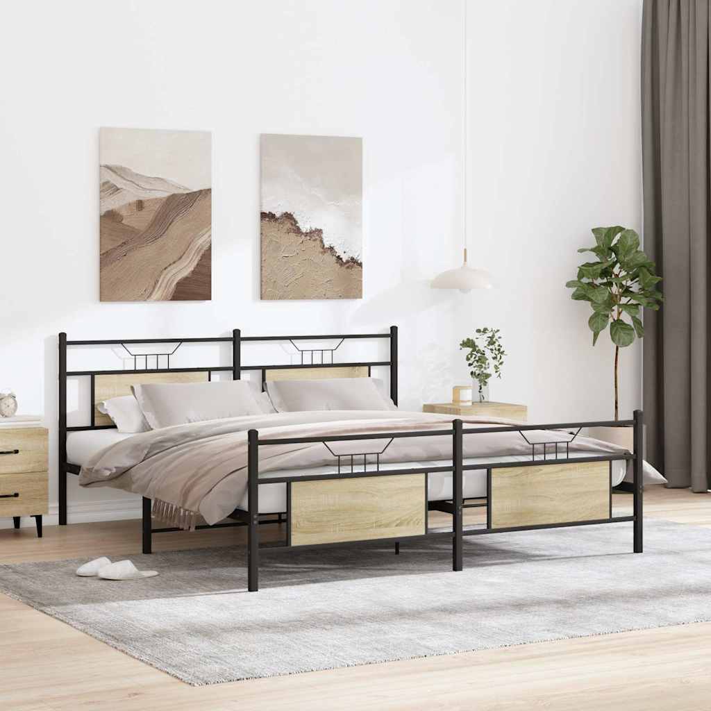 Giroletto senza Materaso in Metallo Rovere Sonoma 160x200 cm