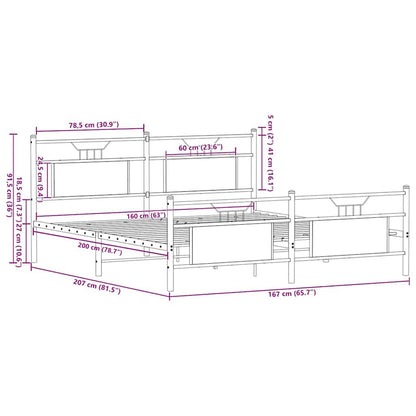 Giroletto senza Materaso in Metallo Rovere Sonoma 160x200 cm | homemem39