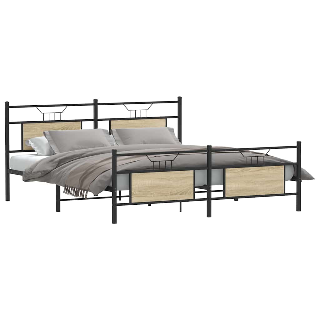 Giroletto senza Materaso in Metallo Rovere Sonoma 180x200 cm | homemem39