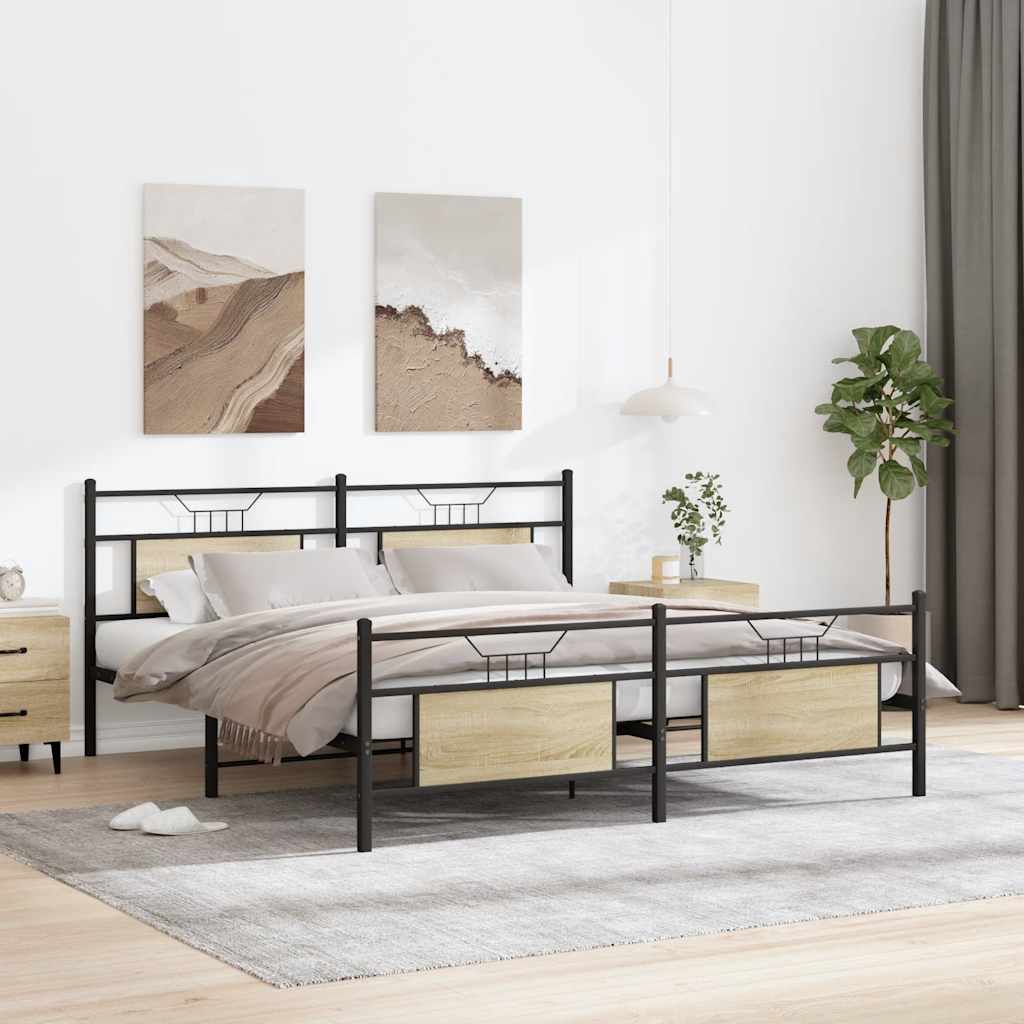 Giroletto senza Materaso in Metallo Rovere Sonoma 180x200 cm