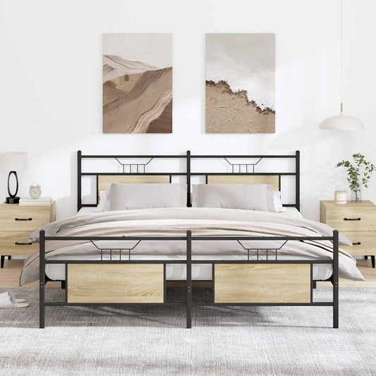 Giroletto senza Materaso in Metallo Rovere Sonoma 180x200 cm - homemem39