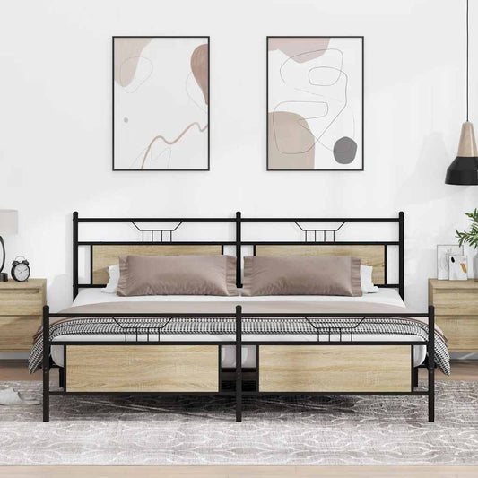 Giroletto senza Materaso in Metallo Rovere Sonoma 193x201 cm | homemem39
