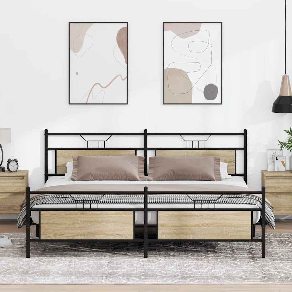 Giroletto senza Materaso in Metallo Rovere Sonoma 193x203 cm