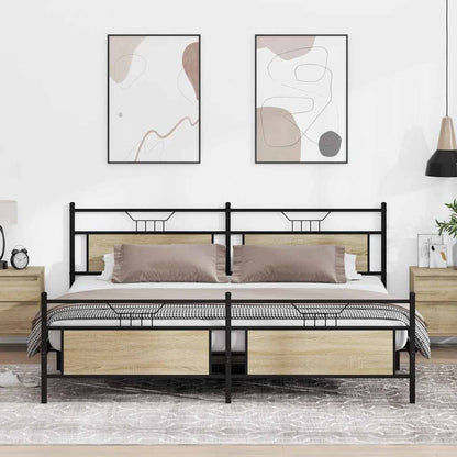 Giroletto senza Materaso in Metallo Rovere Sonoma 193x203 cm