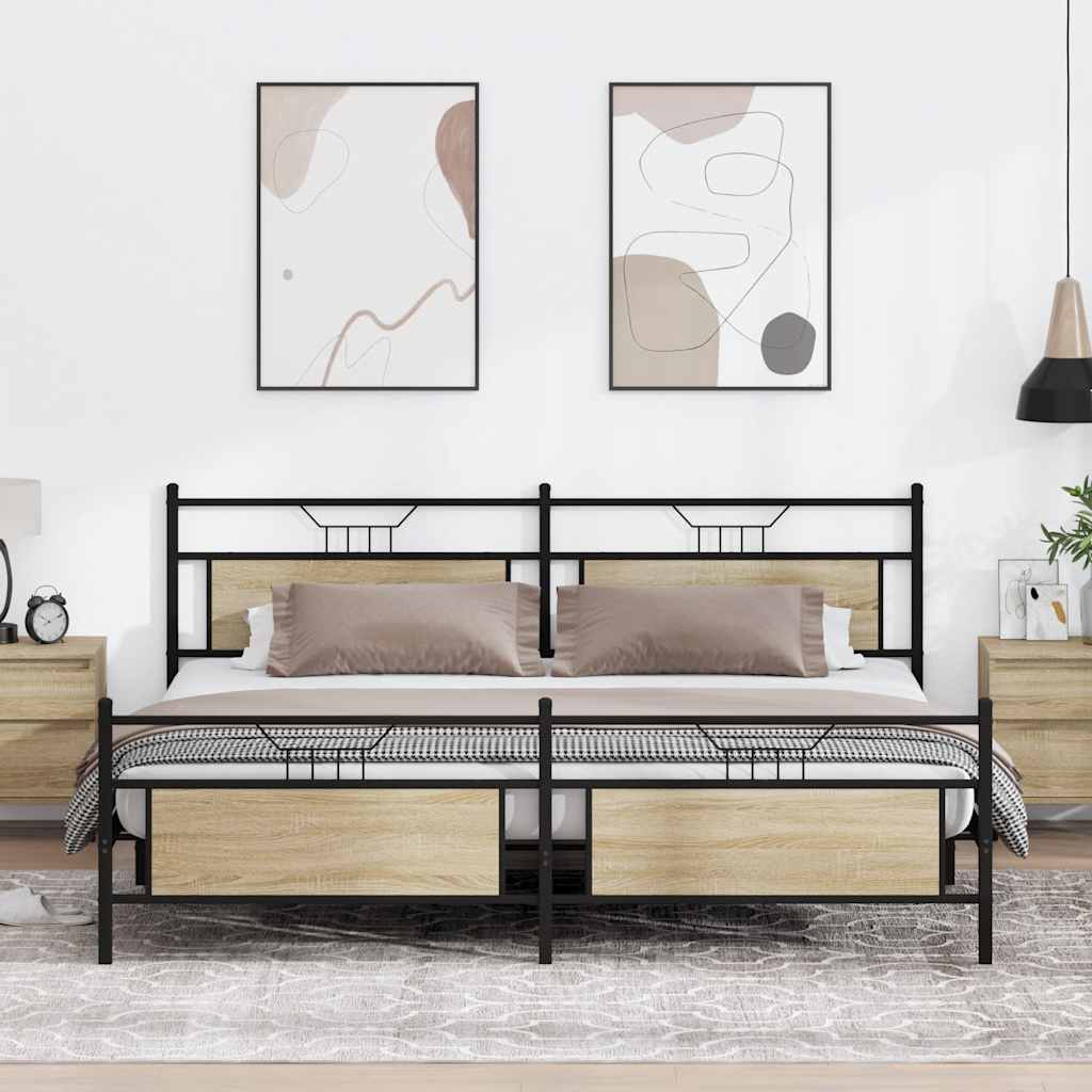 Giroletto senza Materaso in Metallo Rovere Sonoma 200x200 cm