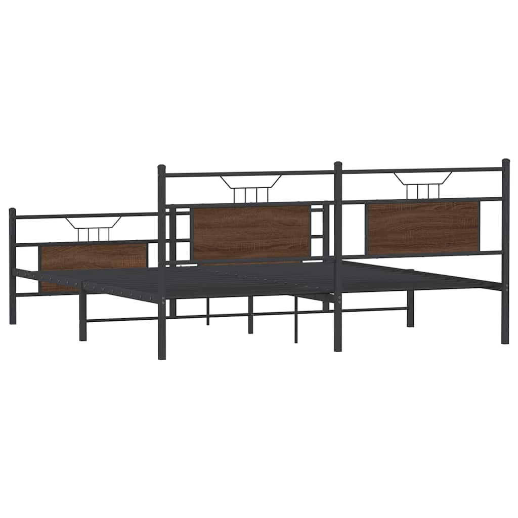Giroletto senza Materaso in Metallo Rovere Marrone 180x200 cm | homemem39