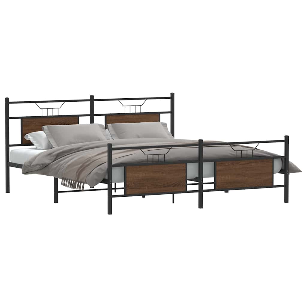 Giroletto senza Materaso in Metallo Rovere Marrone 183x213 cm | homemem39