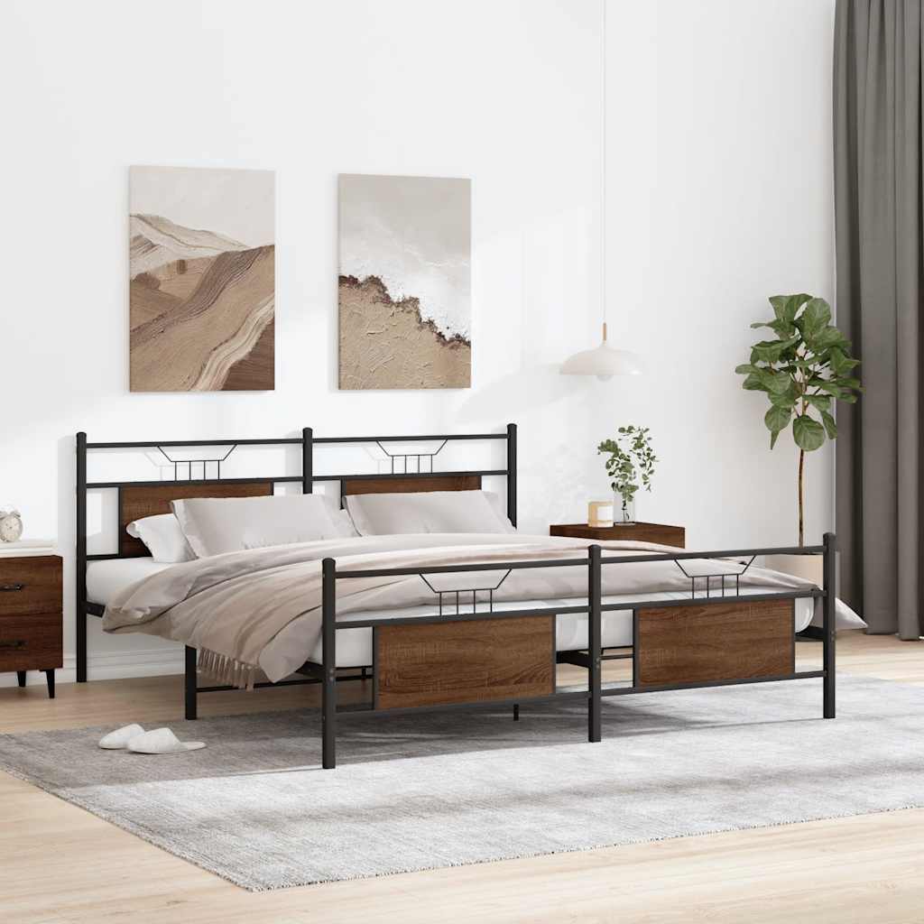 Giroletto senza Materaso in Metallo Rovere Marrone 183x213 cm