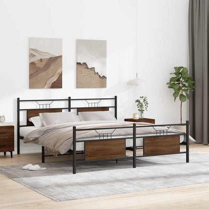 Giroletto senza Materaso in Metallo Rovere Marrone 183x213 cm