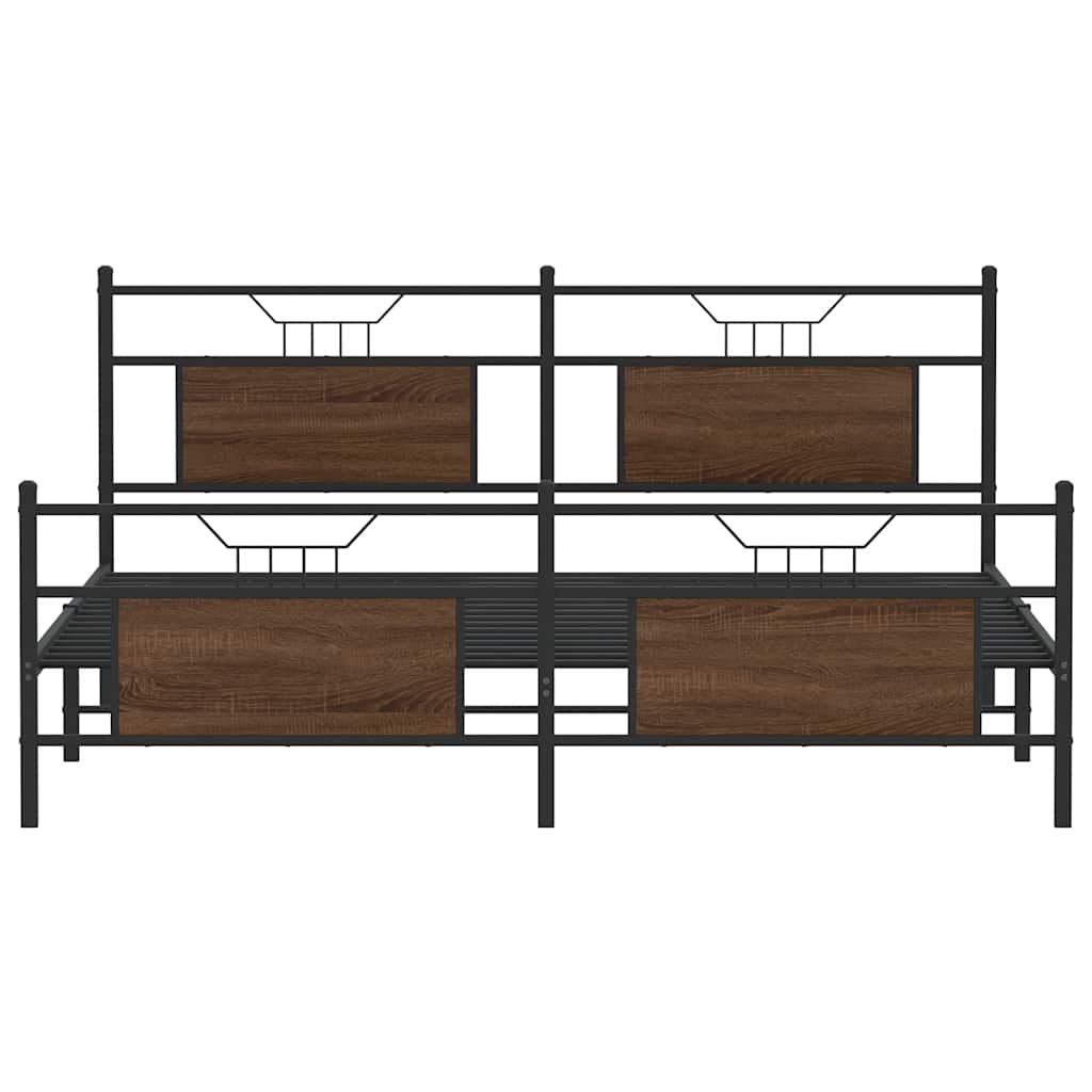 Giroletto senza Materaso in Metallo Rovere Marrone 183x213 cm