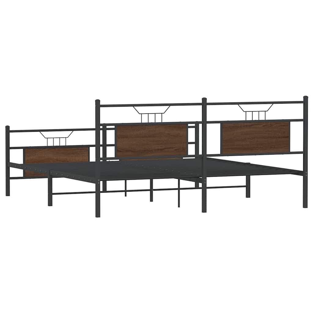 Giroletto senza Materaso in Metallo Rovere Marrone 183x213 cm