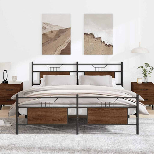 Giroletto senza Materaso in Metallo Rovere Marrone 183x213 cm | homemem39