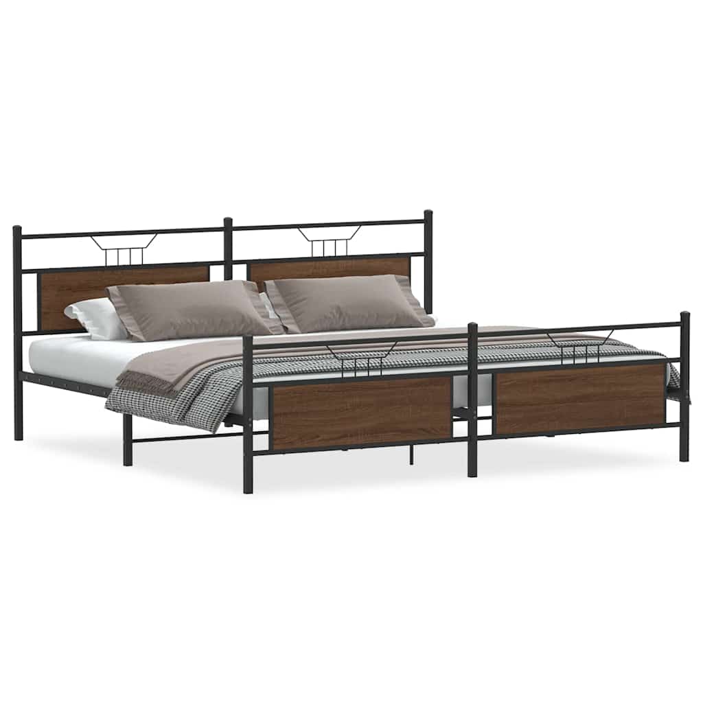 Giroletto senza Materaso in Metallo Rovere Marrone 193x203 cm