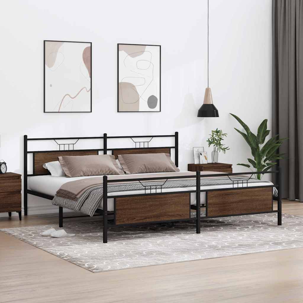 Giroletto senza Materaso in Metallo Rovere Marrone 193x203 cm