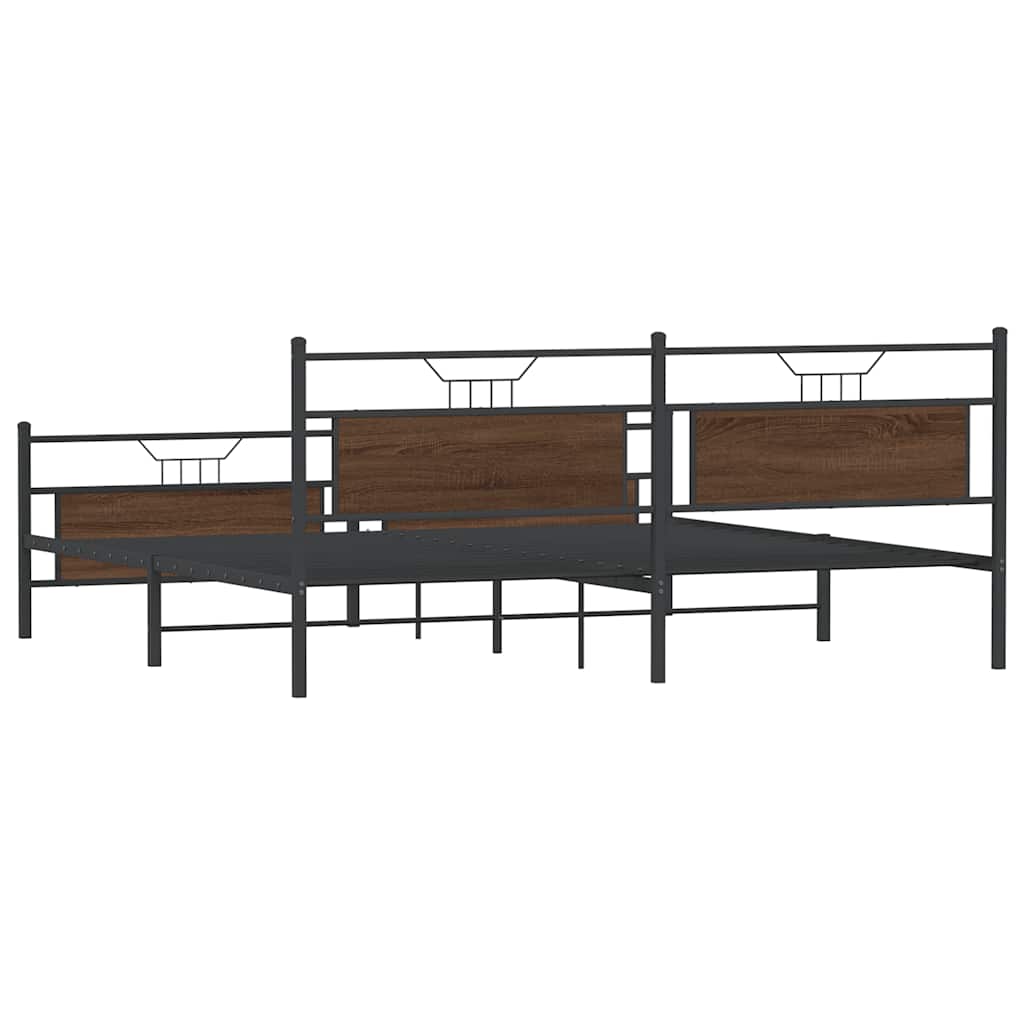 Giroletto senza Materaso in Metallo Rovere Marrone 193x203 cm