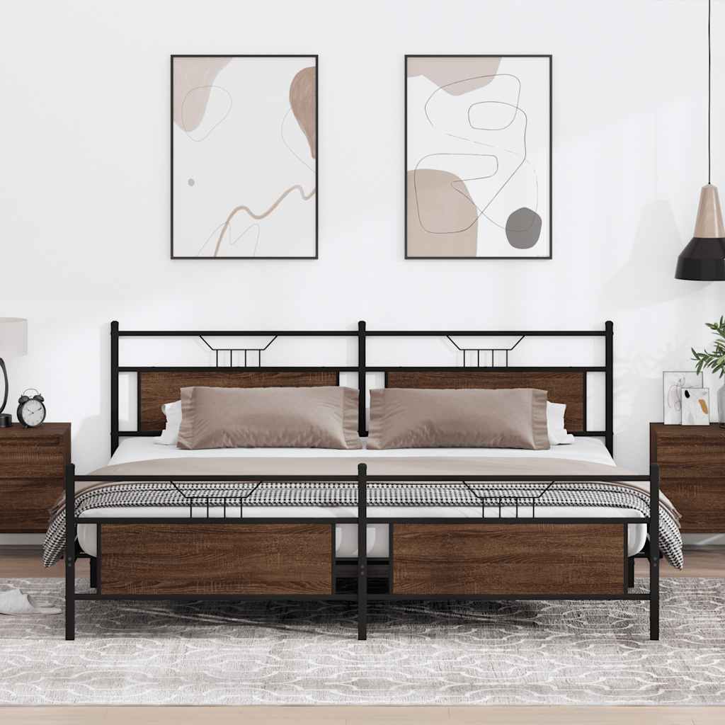 Giroletto senza Materaso in Metallo Rovere Marrone 193x203 cm