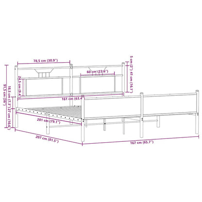 Giroletto senza Materaso in Metallo Rovere Fumo 160x200 cm