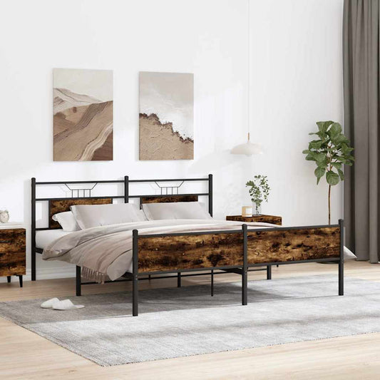 Giroletto senza Materaso in Metallo Rovere Fumo 160x200 cm | homemem39
