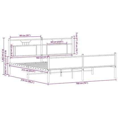 Giroletto senza Materaso in Metallo Rovere Fumo 183x213 cm - homemem39