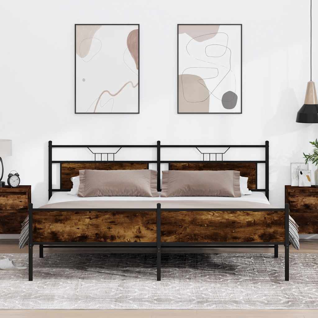Giroletto senza Materaso in Metallo Rovere Fumo 193x203 cm