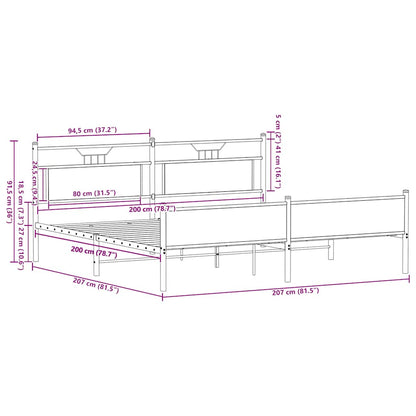 Giroletto senza Materaso in Metallo Rovere Fumo 200x200 cm