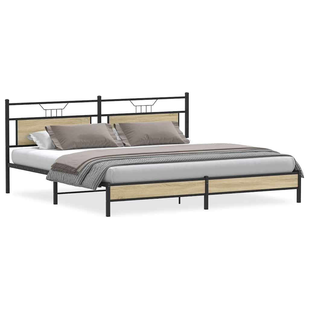 Giroletto senza Materaso in Metallo Rovere Sonoma 193x201 cm | homemem39