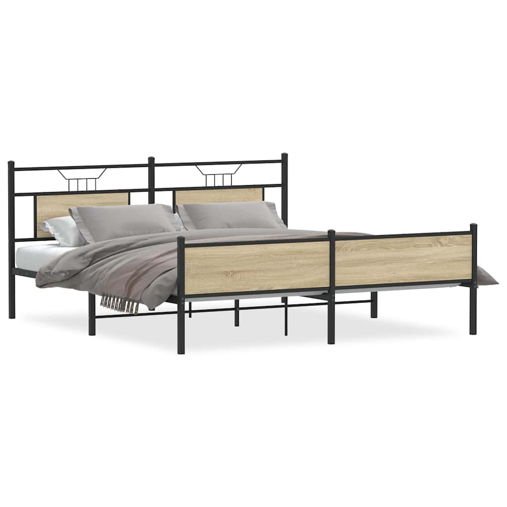 Giroletto senza Materaso in Metallo Rovere Sonoma 160x200 cm | homemem39