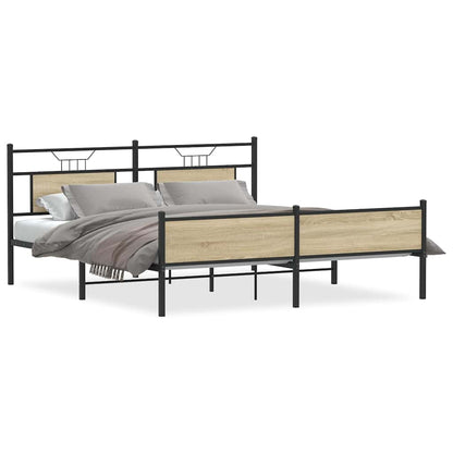 Giroletto senza Materaso in Metallo Rovere Sonoma 160x200 cm | homemem39